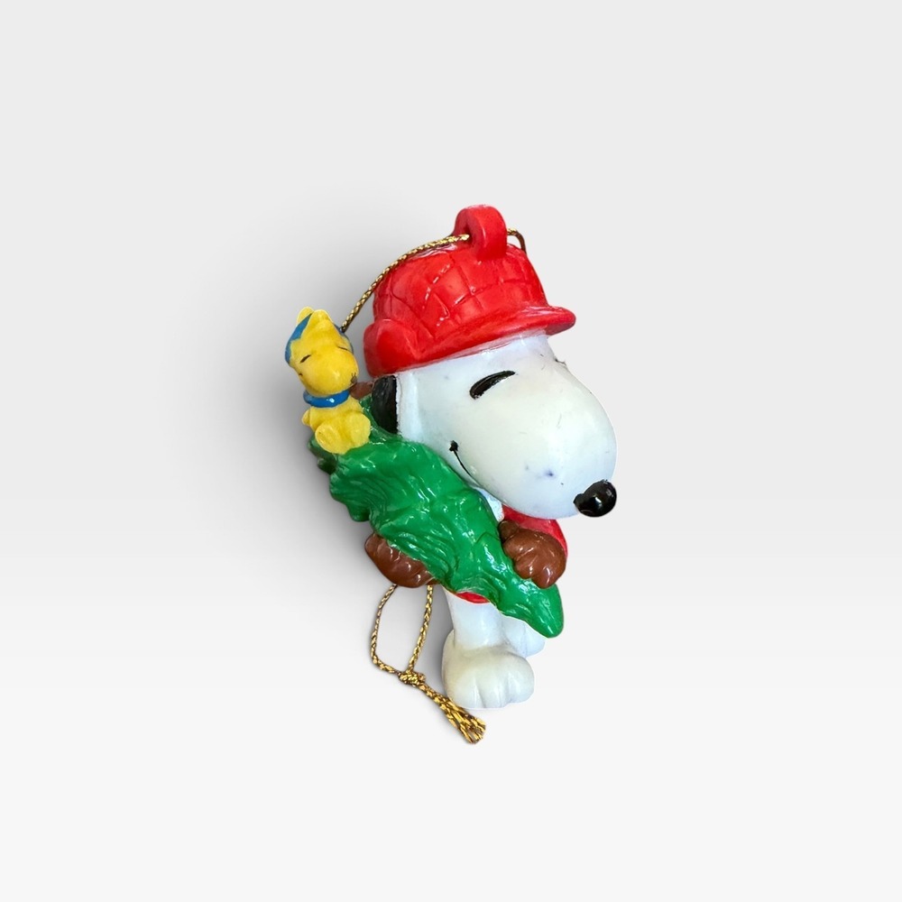 Vintage Snoopy Woodstock Christmas Tree Ornament Peanuts Red Hat 2.5"